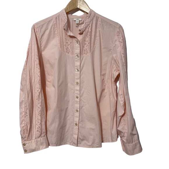 J Jill Button Down Shirt with Lace Inset L - Picture 4 of 4